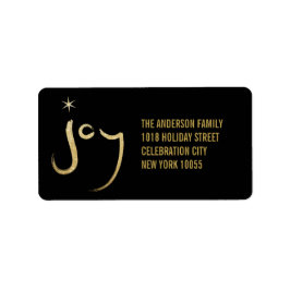 Penseelkalligrafie Gold Glitter Joy Holiday-adres Etiket