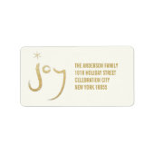 Penseelkalligrafie Gold Glitter Joy Holiday-adres Etiket (Voorkant)