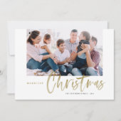 Penseelkalligrafie Gold Merriest kerstfoto Feestdagenkaart (Voorkant)