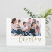 Penseelkalligrafie Gold Merriest kerstfoto Feestdagenkaart (Staand voorkant)