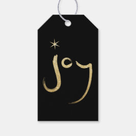 Penseelkalligrafie Joy Gold Glitter Chic Holiday Cadeaulabel