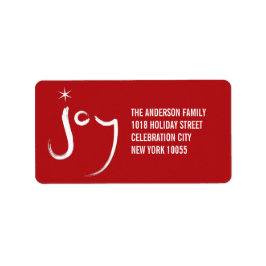 Penseelkalligrafie Joy Red Simple Holiday-adres Etiket