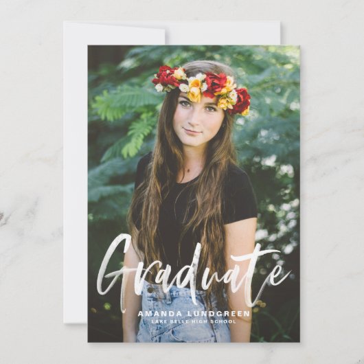 Penseelkalligrafie Typografie Foto Afstuderen Kaart (Voorkant)