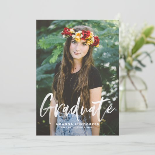Penseelkalligrafie Typografie Foto Afstuderen Kaart (Staand voorkant)