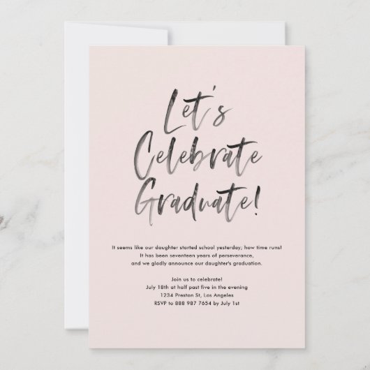 Penseelkalligrafie Typografie Foto Afstuderen Kaart (Achterkant)