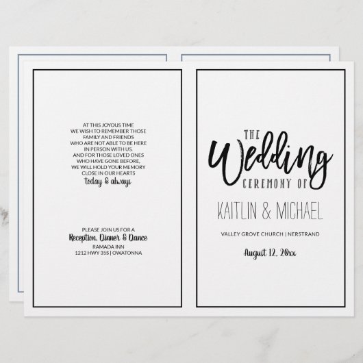 Penseelkalligrafie Weddenprogramma's - zwart (Voorkant / Achterkant)