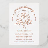 Penseelkleurig Vrijgezellenfeest Roos Folie Uitnodiging (Voorkant)