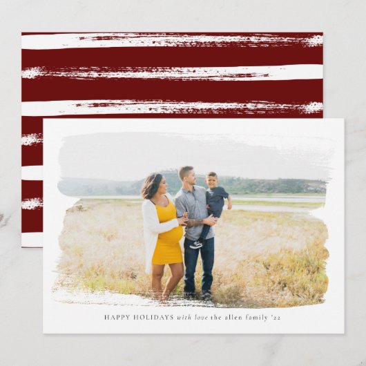 Penseelkleurige Lijst-feestdag fotokaart Feestdagenkaart (Voorkant / Achterkant)