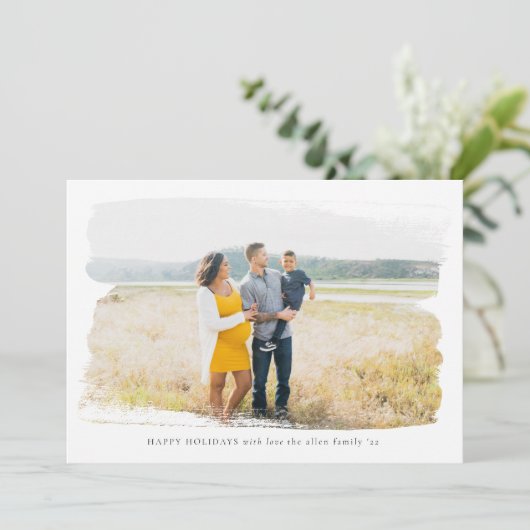 Penseelkleurige Lijst-feestdag fotokaart Feestdagenkaart (Staand voorkant)