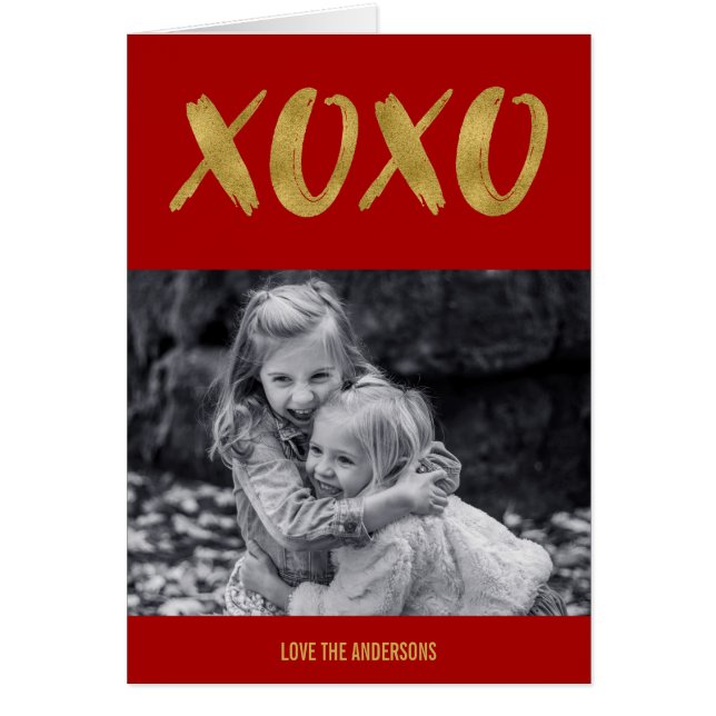Penseelkleurige XOXO Gold Foil Valentijnsdag-fotok (Voorkant)