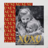 Penseelkleurige XOXO Gold Foil Valentijnsdag-fotok Feestdagenkaart (Voorkant / Achterkant)
