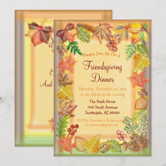 Penseelkunst van Herfst voor Thanksgiving Kaart (Voorkant / Achterkant)