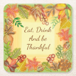 Penseelkunst van Herfst voor Thanksgiving Kartonnen Onderzetters