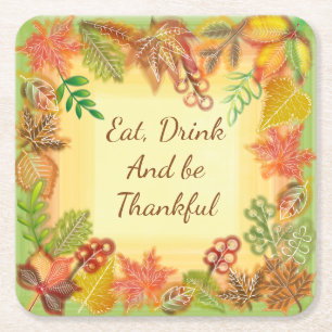 Penseelkunst van Herfst voor Thanksgiving Kartonnen Onderzetters