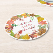 Penseelkunst van Herfst voor Thanksgiving Ronde Kartonnen Onderzetter (Gebogen)