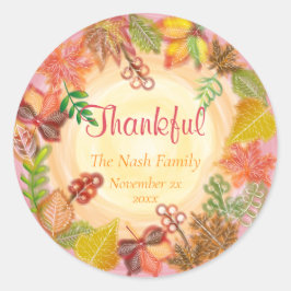 Penseelkunst van Herfst voor Thanksgiving Ronde Sticker