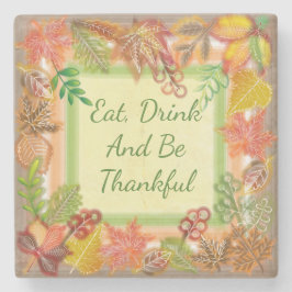 Penseelkunst van Herfst voor Thanksgiving Stenen Onderzetter