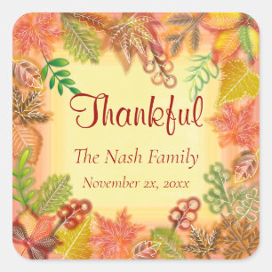 Penseelkunst van Herfst voor Thanksgiving Vierkante Sticker