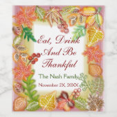 Penseelkunst van Herfst voor Thanksgiving Wijn Etiket (Enkel label)