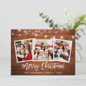 Penseellampje met lampje 3 kerstster feestdagenkaart (Staand voorkant)