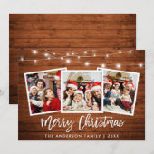 Penseellampje met lampje 3 kerstster feestdagenkaart (Voorkant / Achterkant)