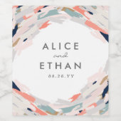 Penseellijnen bruiloft wijn etiket (Enkel label)