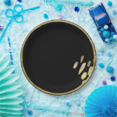 Penseelmarkeringen | Gouden en zwarte cirkel met v Papieren Bordje (Feest)