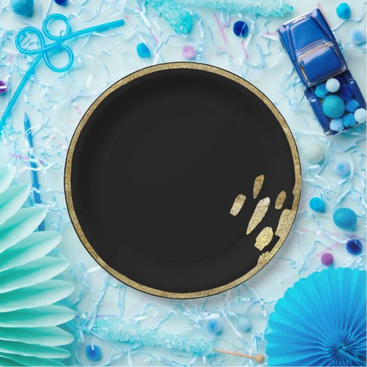 Penseelmarkeringen | Gouden en zwarte cirkel met v Papieren Bordje (Feest)