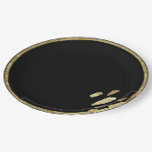 Penseelmarkeringen | Gouden en zwarte cirkel met v Papieren Bordje (Gekanteld)