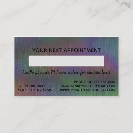 Penseelmetaal Iridescent Holographic Script Name A Afsprakenkaartje (Achterkant)