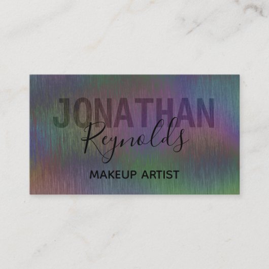 Penseelmetaal Iridescent Holographic Script Name A Afsprakenkaartje (Voorkant)