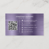 Penseelmetaal Midnight Paarse Company Logo QR Code Visitekaartje (Achterkant)