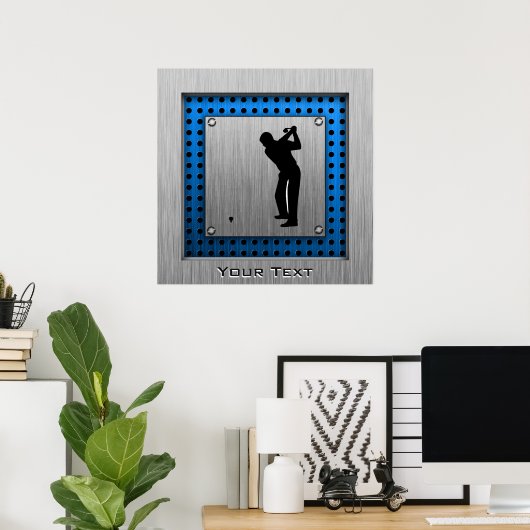 Penseelmetalen blik Golf Poster (Thuiskantoor)