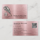 Penseelmetalen Roos Gold Quill QR Mobile Noteerbaa Visitekaartje (Voorkant / Achterkant)