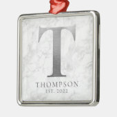 Penseelmetalen zilver Monogram T marmer Metalen Ornament (Links)