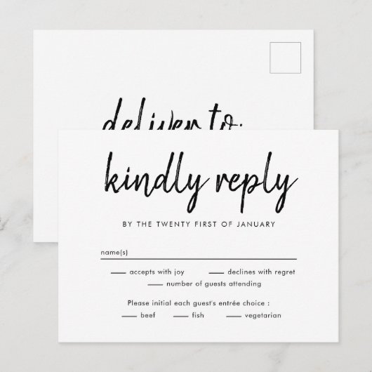 Penseelnamen bewerkbare kleuren RSVP-antwoordkaart Briefkaart (Voorkant / Achterkant)