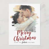 Penseelrode kerst bewaren de Datum Foto Feestdagenkaart (Voorkant)