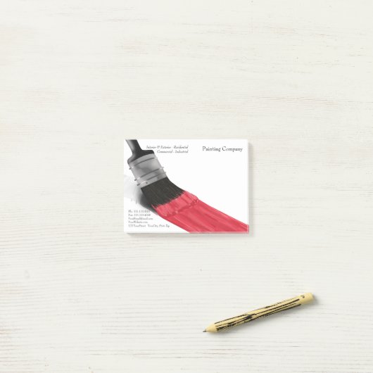 Penseelrode kleur verven - Post-it® notes (Op bureau)