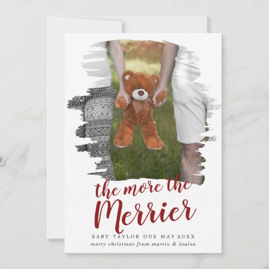 Penseelrood hoe meer de foto van de zwangerschap v feestdagenkaart (Voorkant)