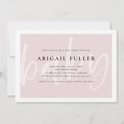 Penseelroze en de Witte Uitnodiging van het Baby s (Voorkant)