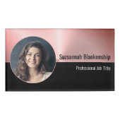 Penseelroze metaal Aangepaste foto Professional Naambadge (Voorkant)