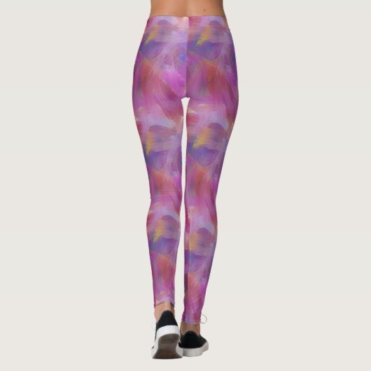 Penseelschildereffect paarse Yoga-Leggings Leggings (Achterkant)