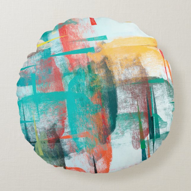 Penseelschilderij. Het artistieke canvas mengt uni Rond Kussen (Voorkant)