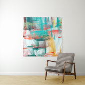 Penseelschilderij. Het artistieke canvas mengt uni Wandkleed (In Situ (horizontaal))