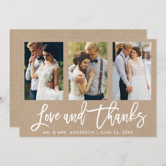 Penseelscript 3 Fotobruiloft Bedankt Kraft (Voorkant / Achterkant)