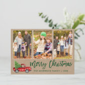 Penseelscript 3 Fotokersttruck Kraft Feestdagenkaart (Staand voorkant)