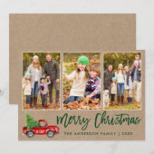 Penseelscript 3 Fotokersttruck Kraft Feestdagenkaart (Voorkant / Achterkant)