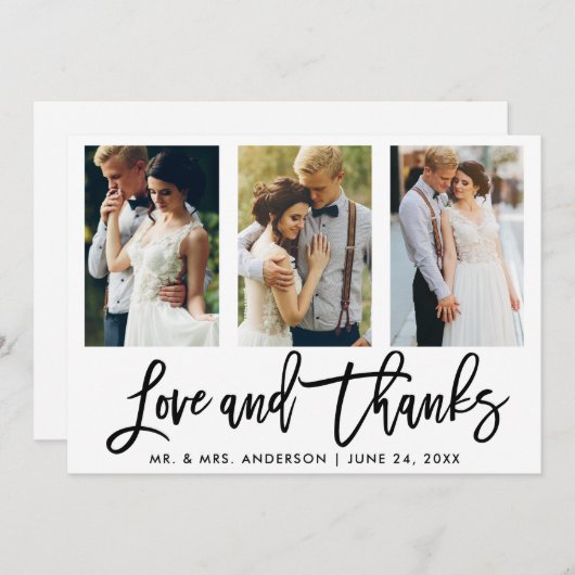 Penseelscript 3 Fotoweddenschappen en Bedankt (Voorkant / Achterkant)