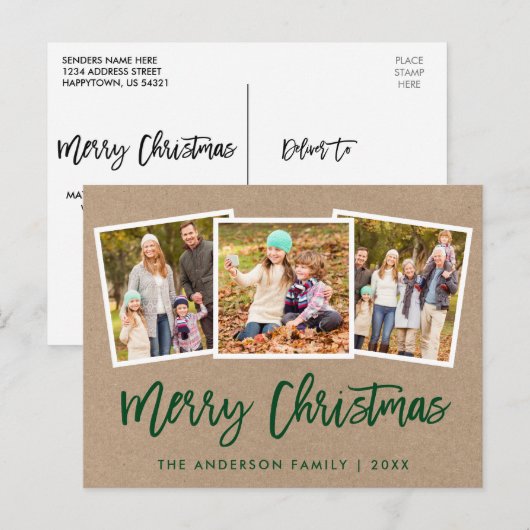 Penseelscript 3 kerstkraft voor fotoserie briefkaart (Voorkant / Achterkant)