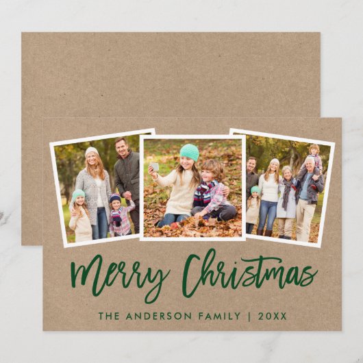 Penseelscript 3 kerstkraft voor fotoserie feestdagenkaart (Voorkant / Achterkant)